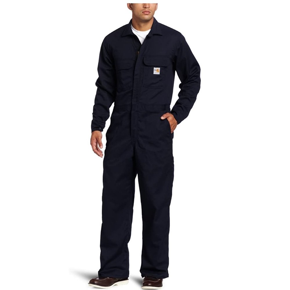 NWT Carhartt Mens Flame-Resistant Traditional Twill Coverall Navy 40T $170 CC049
